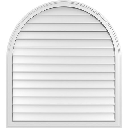 Ekena Millwork Round Top Surface Mount PVC Gable Vent w/ 2"W x 1-1/2"P Brickmould Frame, 38"W x 42"H GVPRT38X4202SN